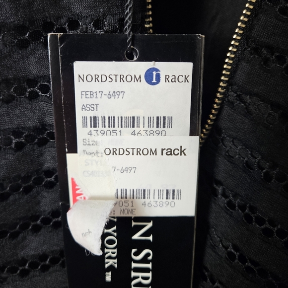 Christian Siriano Black Mesh Stripe Cocktail Dress Nwt Womens Size S Midi - Picture 7 of 12